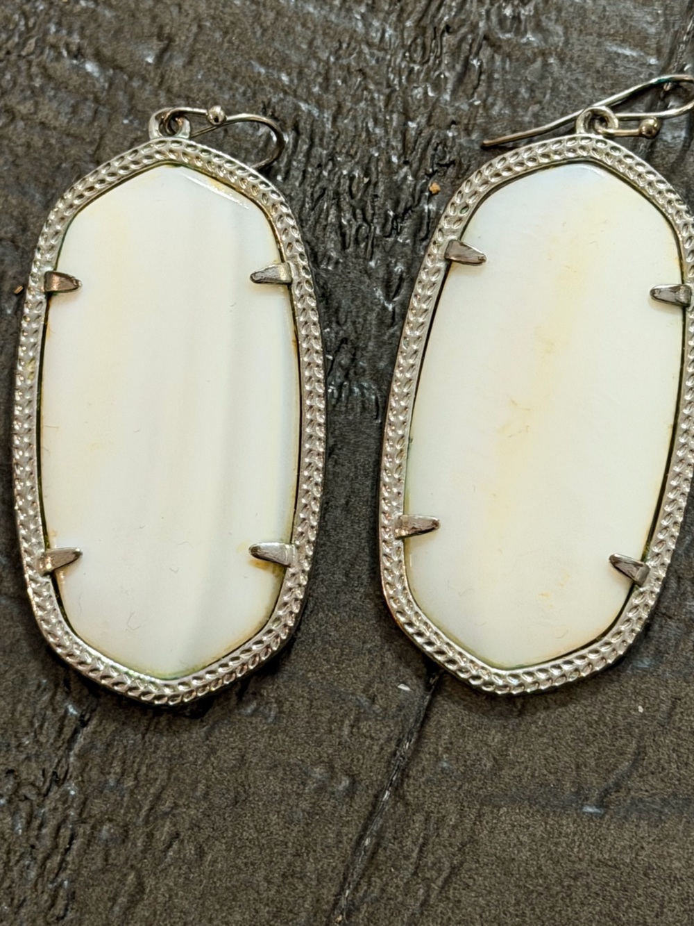 Kendra Scott Danielle White Stone Silver-Trim Dangle Earrings